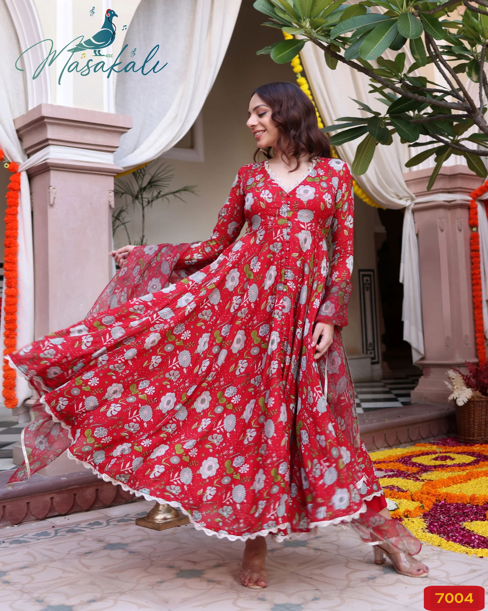 Masakali Vol 07 Masleen Printed Long Anarkali Kurtis With Bottom Dupatta Wholesale Market In Surat